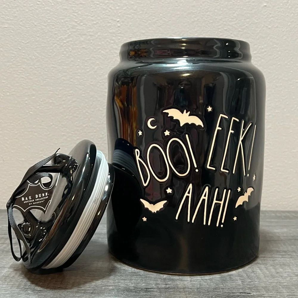 Large black canister BOO EEK AAH CANISTER